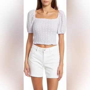 Sophie Rue Smocked Eyelet Crop Top